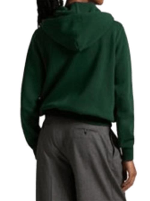 Felpa da donna in misto cotone con zip e cappuccio, colore verde pino POLO RALPH LAUREN | 211971699006